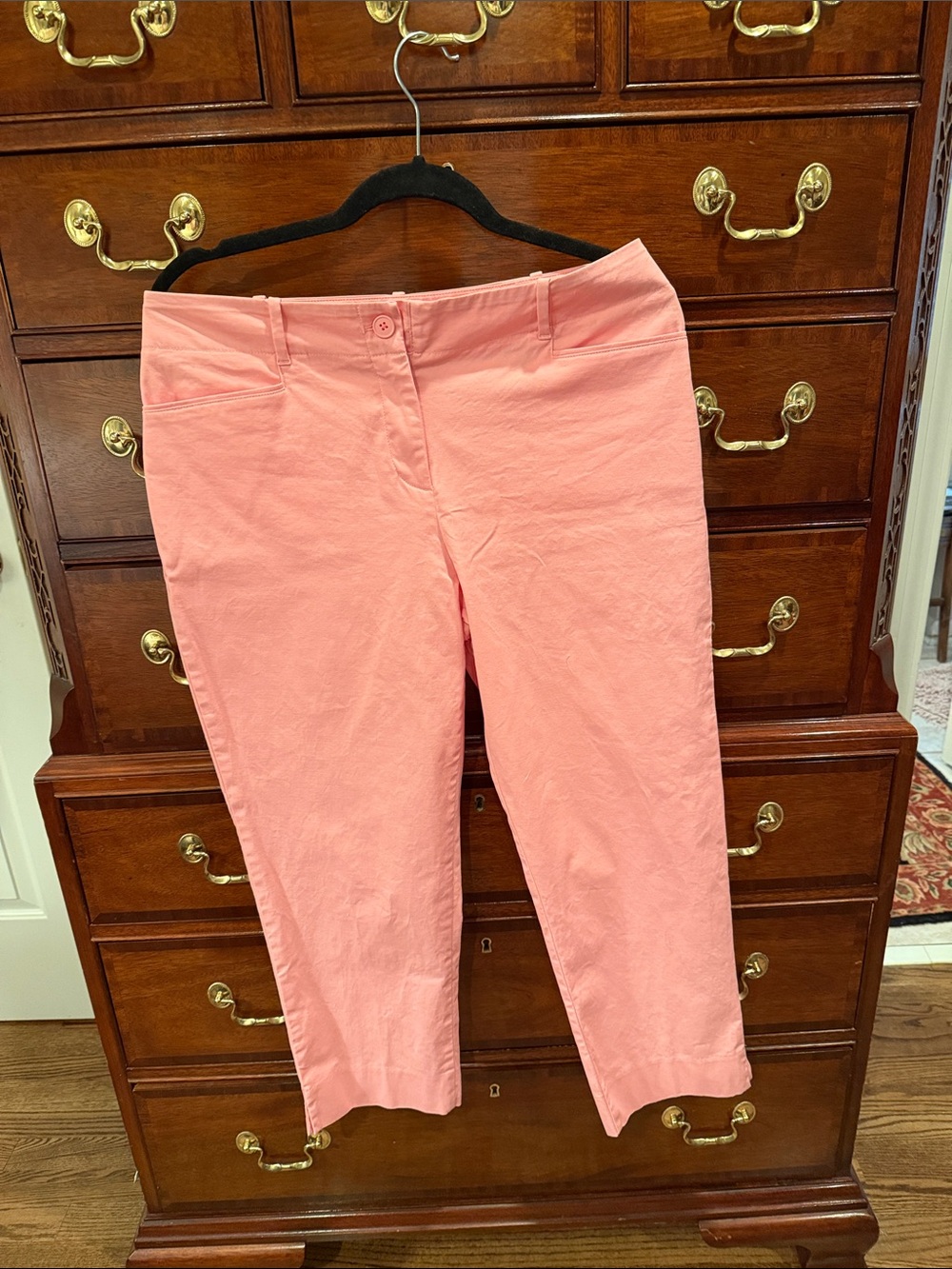 Talbots Coral Pink Button-Front Capris 10